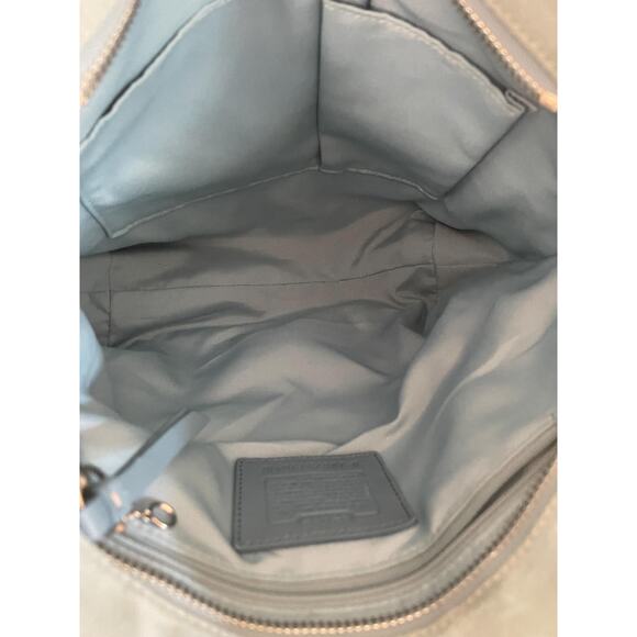 rare vtg COach gallery light blue suede LEather SHoulder BAg tote F10410 - Picture 8 of 9